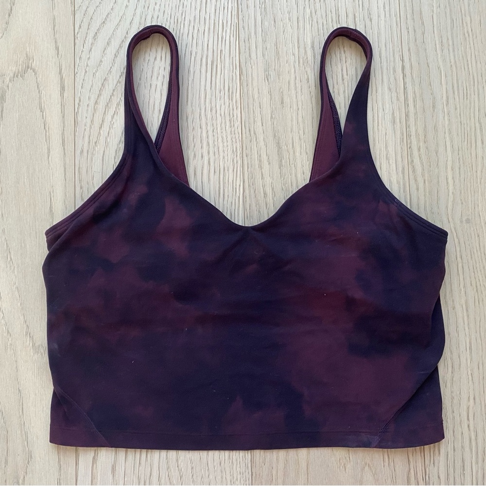 lululemon athletica purple & burgundy tie-dye sports bra